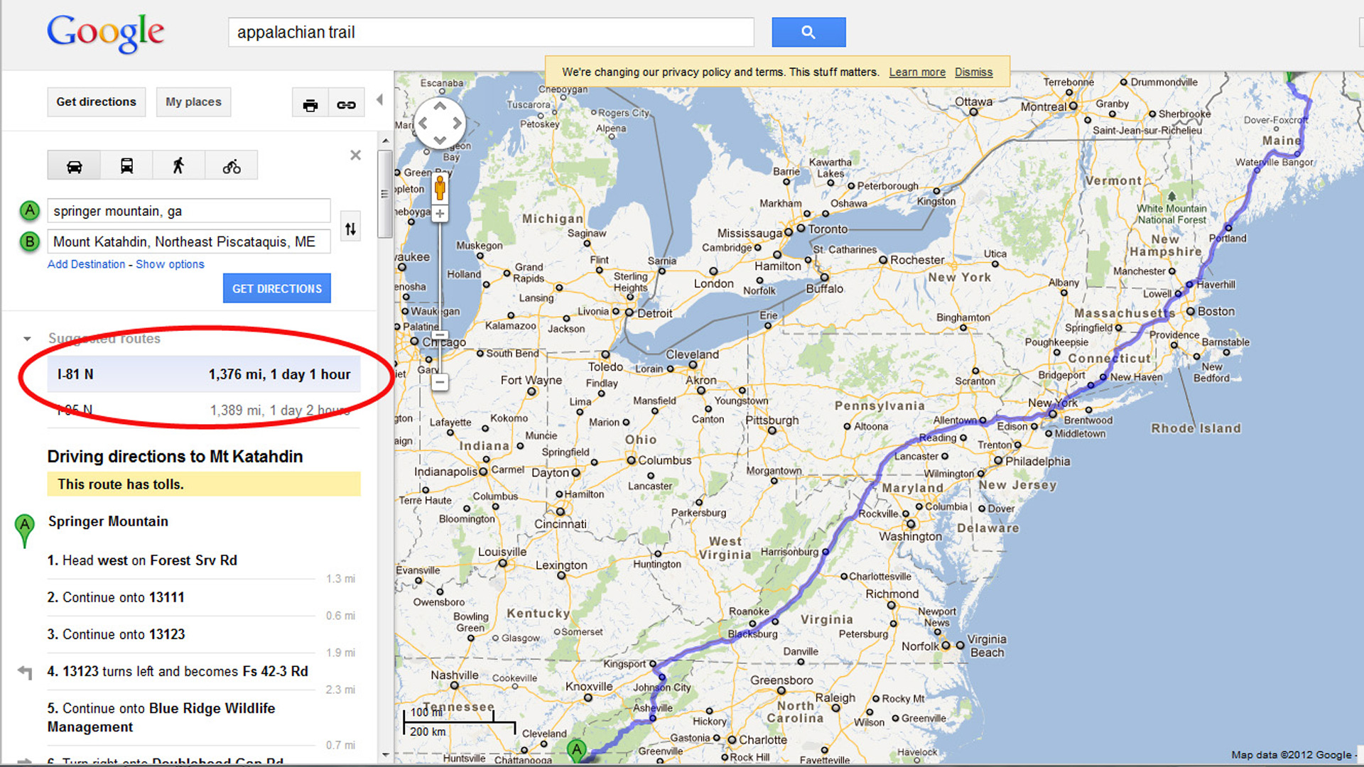 Driving Directions Of The Appalachian Trail