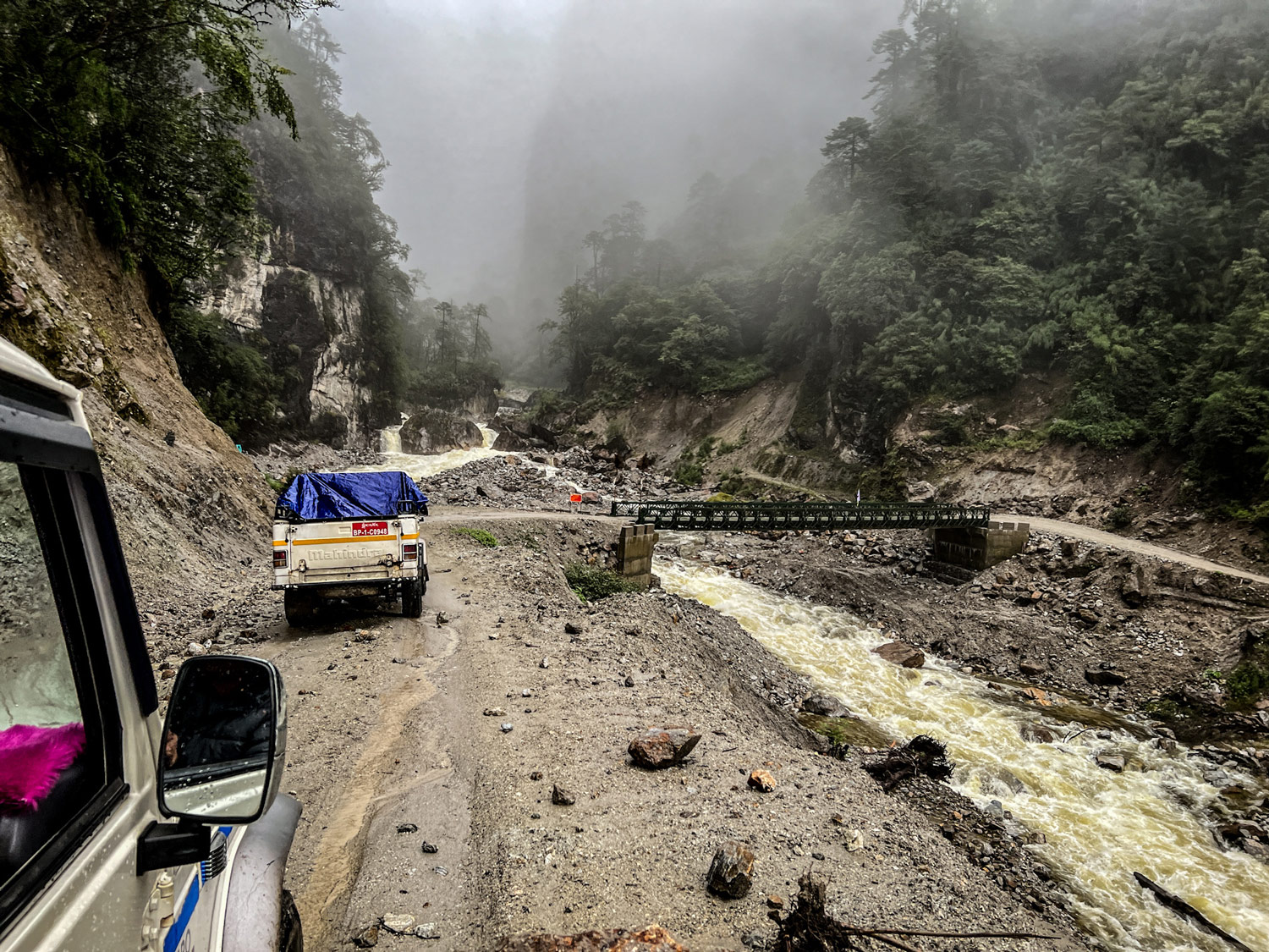 Driving to the start of the trek.