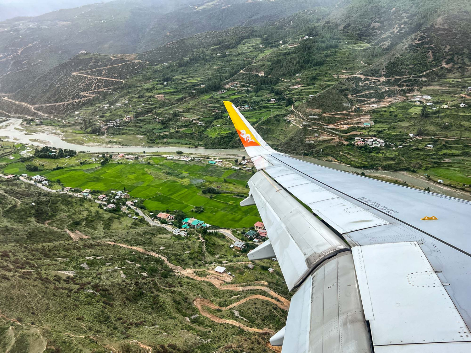 The descent into Paro, Bhutan.