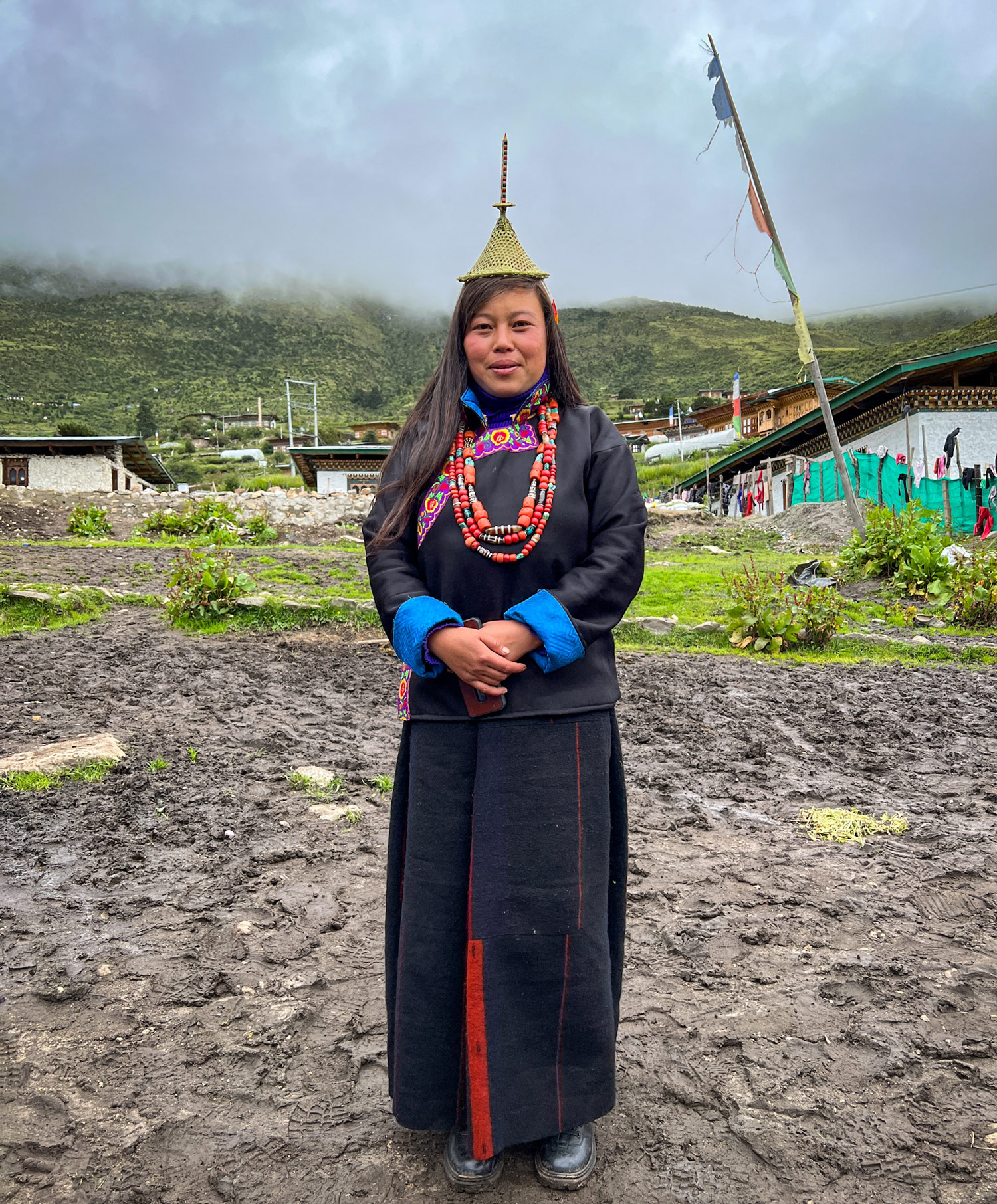 Layup woman in traditional dress in Laya, Bhutan.