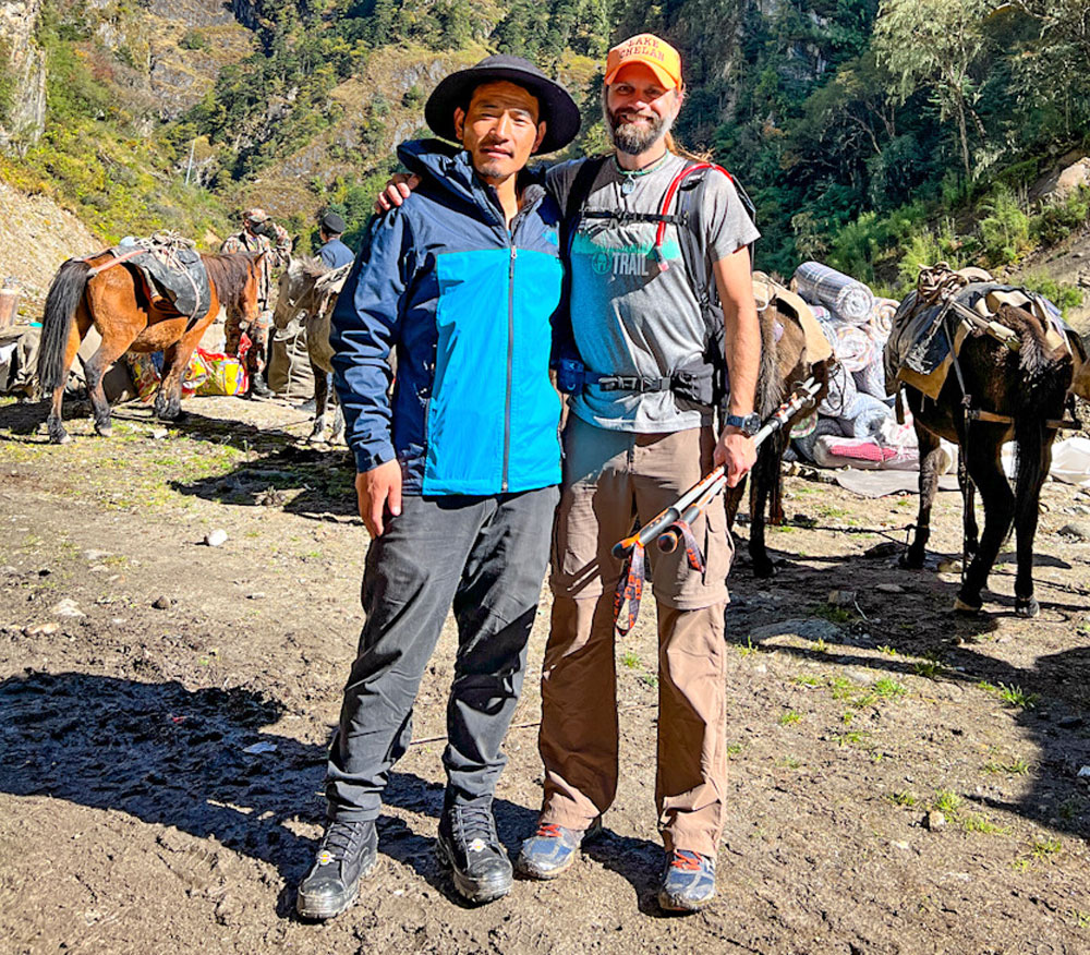 Chris with trekking guide Sonam Norbu.