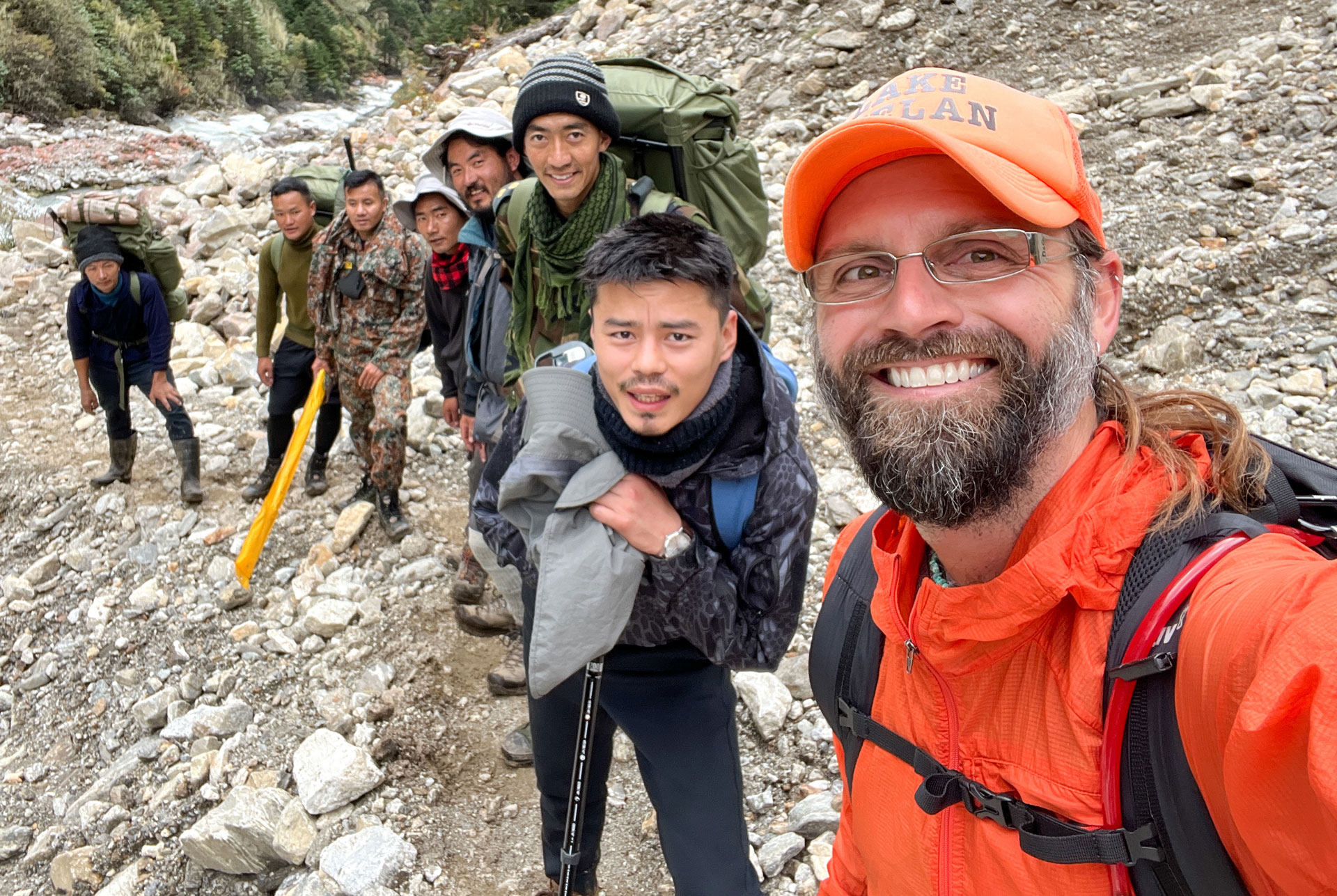 Chris leading the crew up the trail.