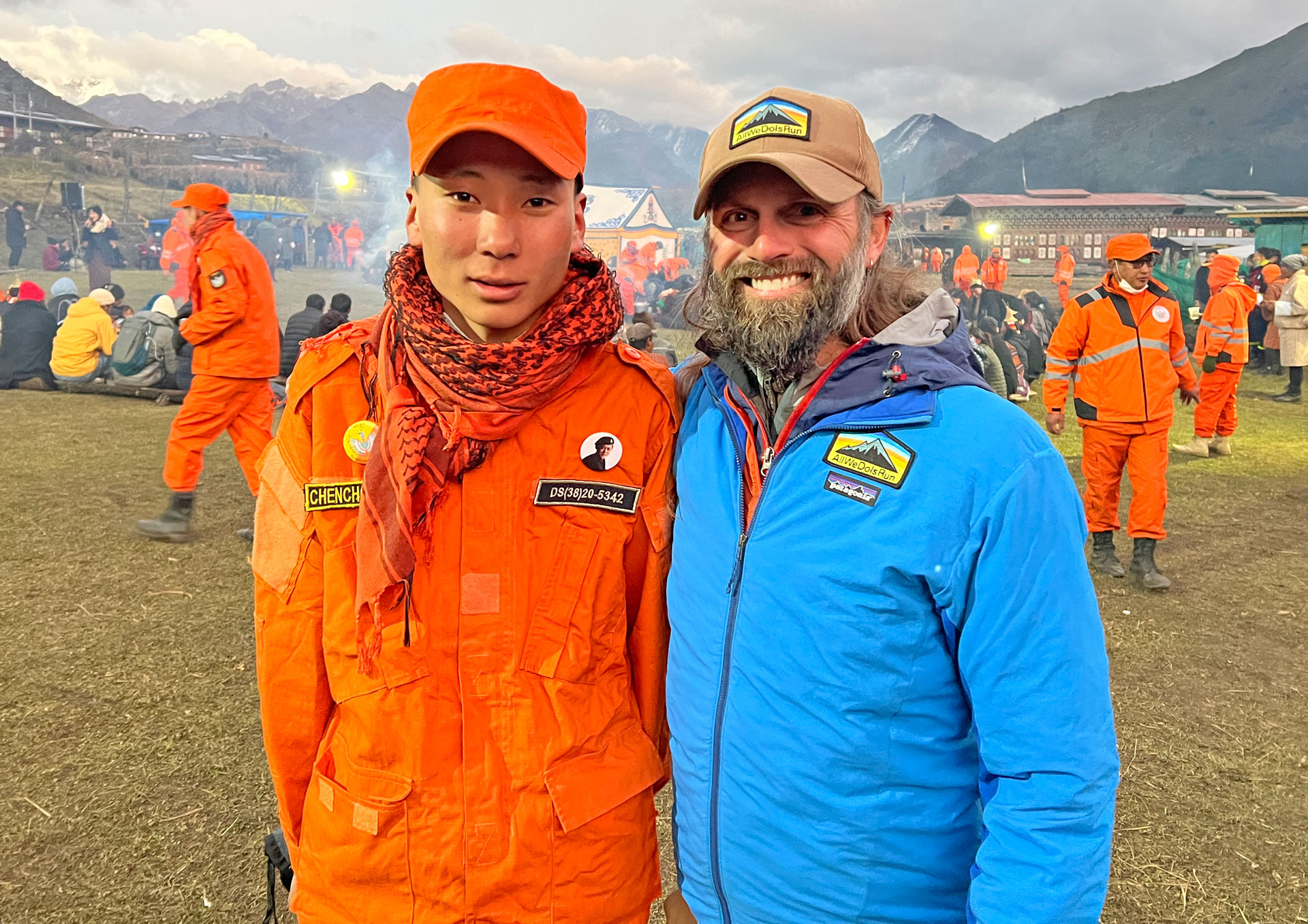 Chris with Chencho Dorji at the Highland Festival.