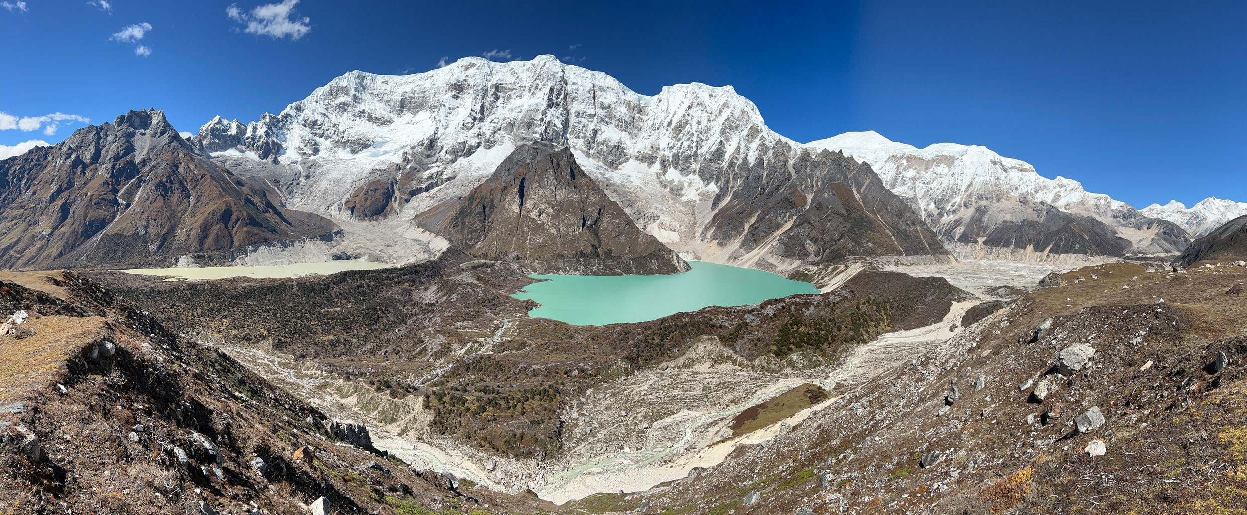 Glacial lakes and big mountains.