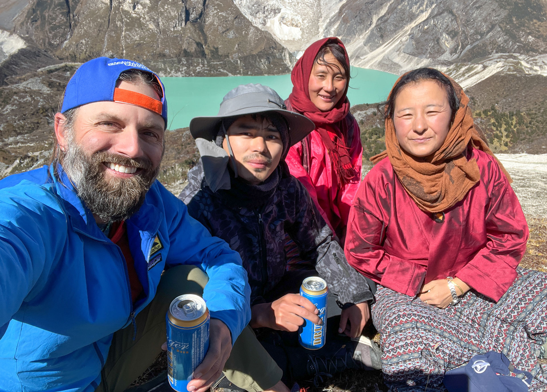 Druk lager beers at the glacier.