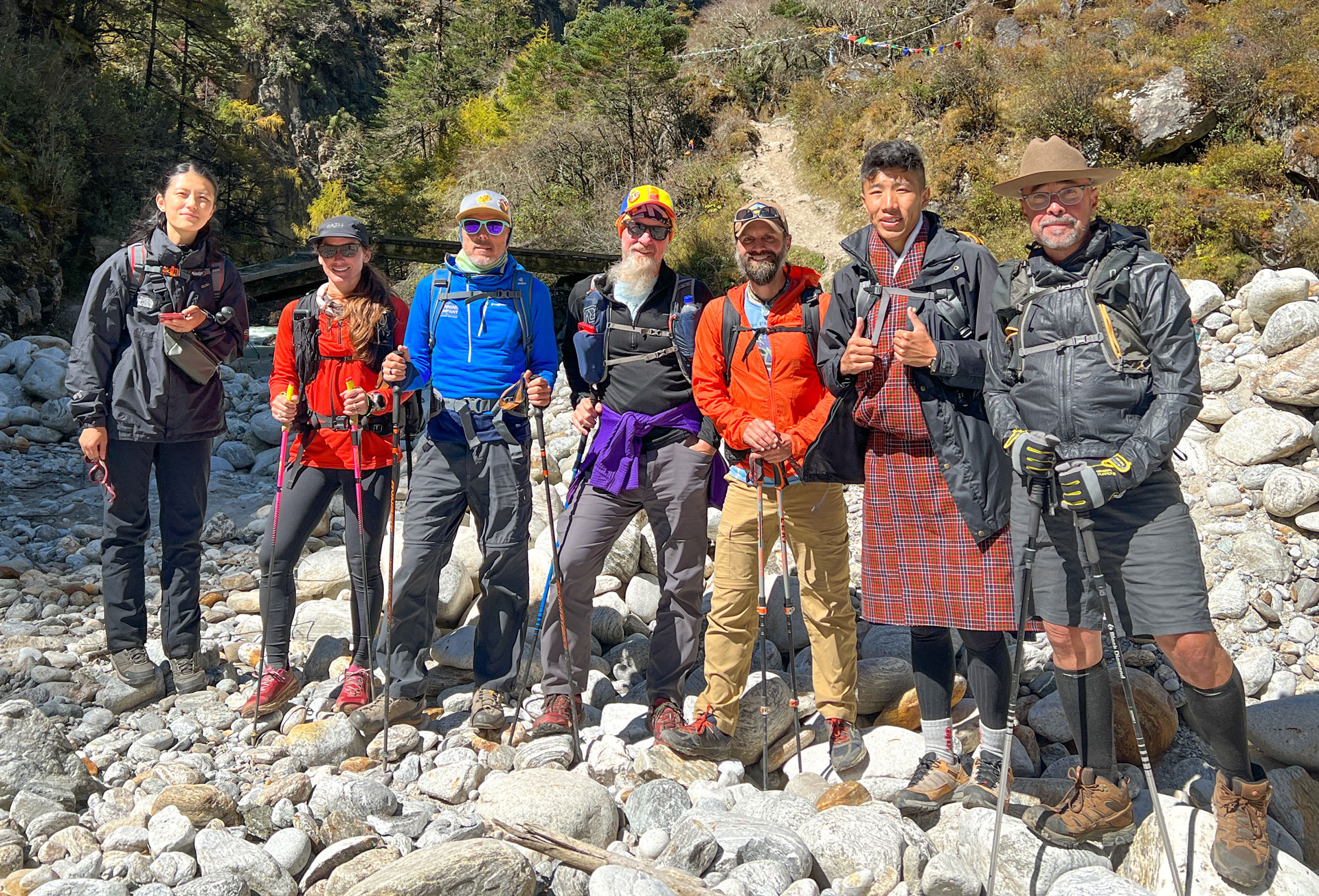 Snowman crew members ready to hike to the Royal Highland Festival in Bhutan.