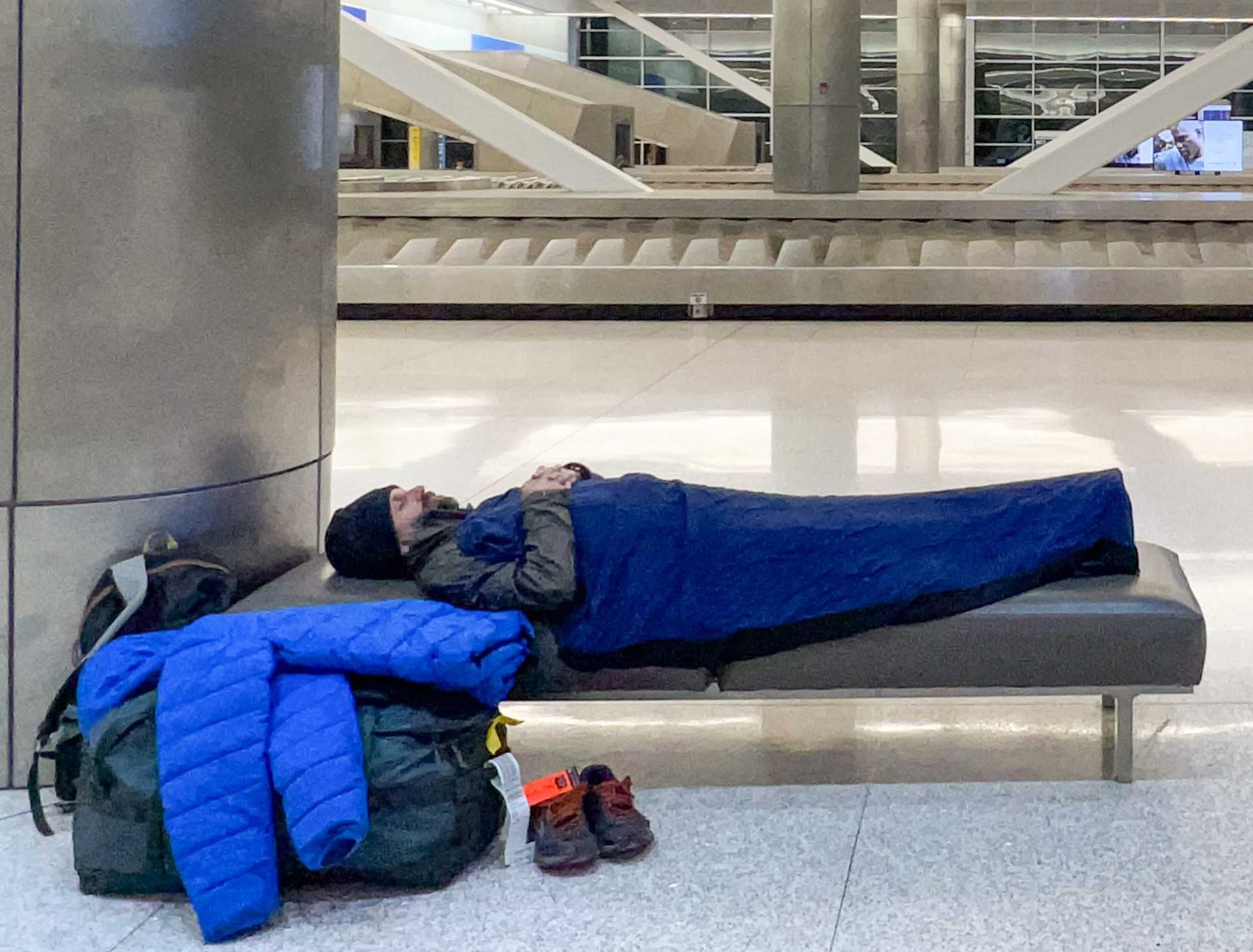 Sleeping in the Indianapolis Airport.