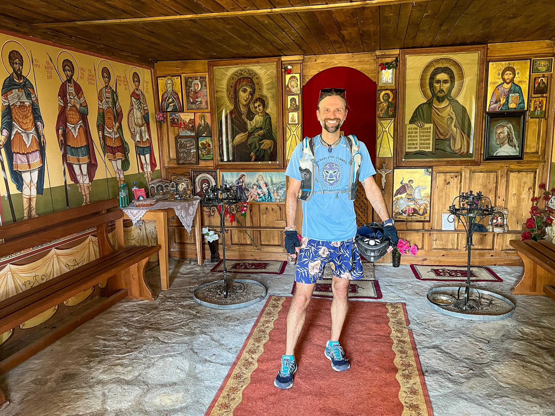 Visiting a church in Bulgaria.